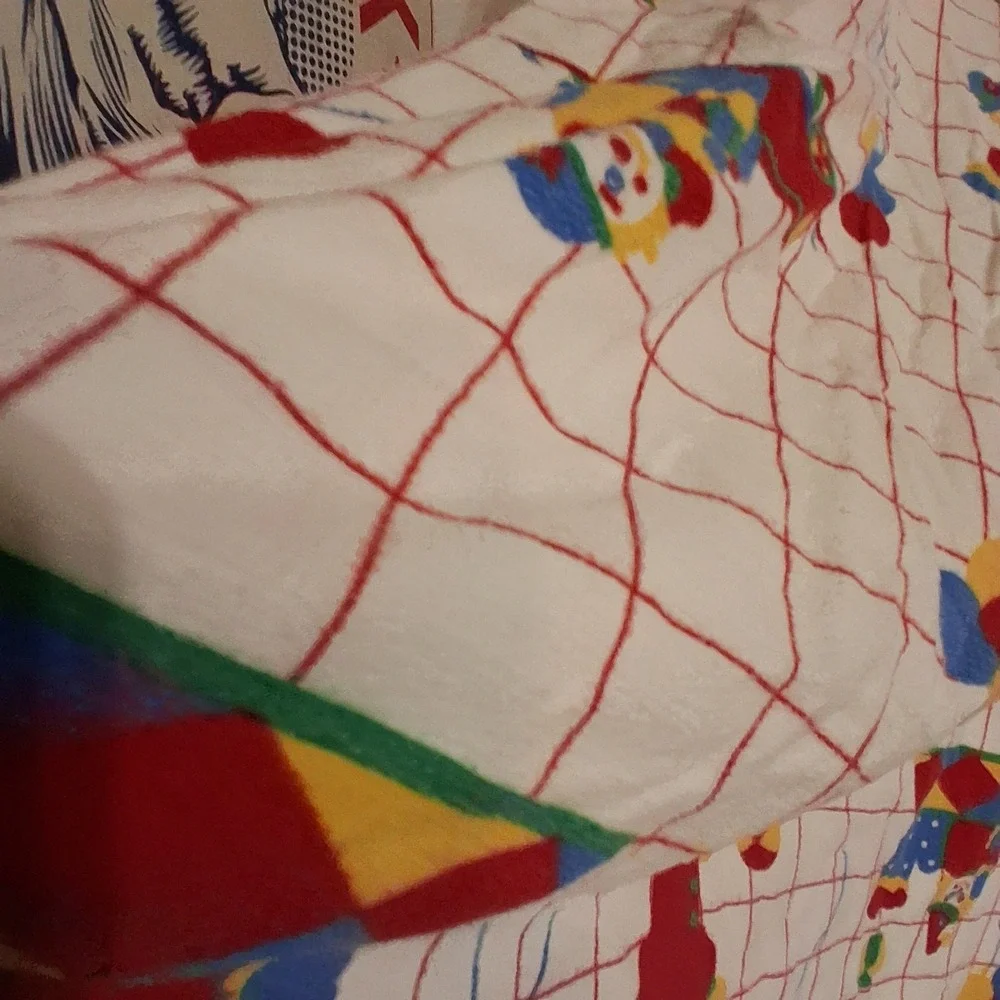 Vintage 80s Rainbow Circus‎ Clown Baby Crib Fitted Sheets EUC Lot Of 2